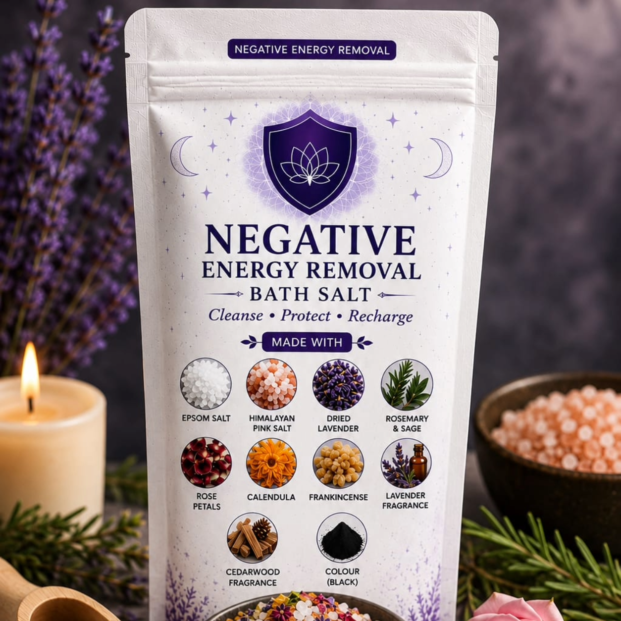 Negative energy removal bath salt Spiritual Connection – Negative Energy Removal Bath Salt - Image 1
